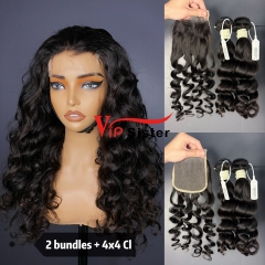 Brazilian 100% Full Cuticle Top Virgin Human Hair Loose wave 4x4 Closure Wig