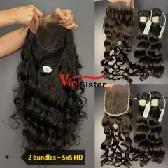 Brazilian 100% Full Cuticle Top Virgin Human Hair Ocean wave 5x5 HD Lace Wig