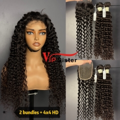 Brazilian 100% Full Cuticle Top Virgin Human Hair Deep curly 4x4 HD Lace Wig