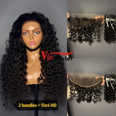 Brazilian 100% Full Cuticle Top Virgin Human Hair Deep wave 13x4 HD Lace Wig