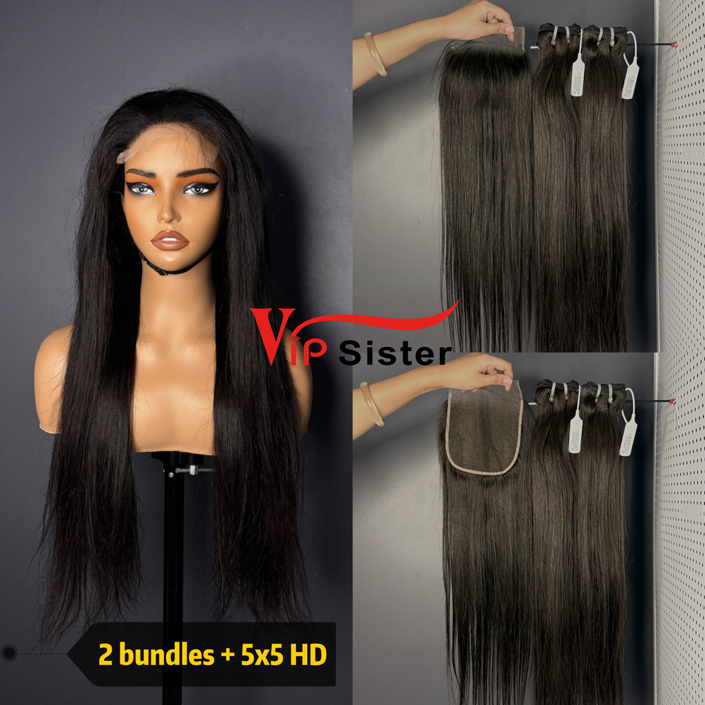 Brazilian 100% Full Cuticle Top Virgin Human Hair Straight 5x5 HD Lace Wig