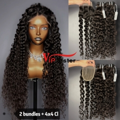 Brazilian 100% Full Cuticle Top Virgin Human Hair Italian curly 4x4 Closure Wig