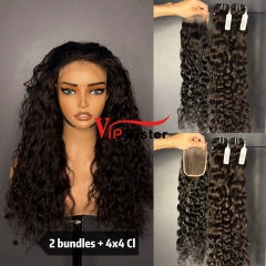 Brazilian 100% Full Cuticle Top Virgin Human Hair Indian wavy 4x4 Closure Wig