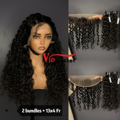 Brazilian 100% Full Cuticle Top Virgin Human Hair Italian curly 13x4 Frontal Wig