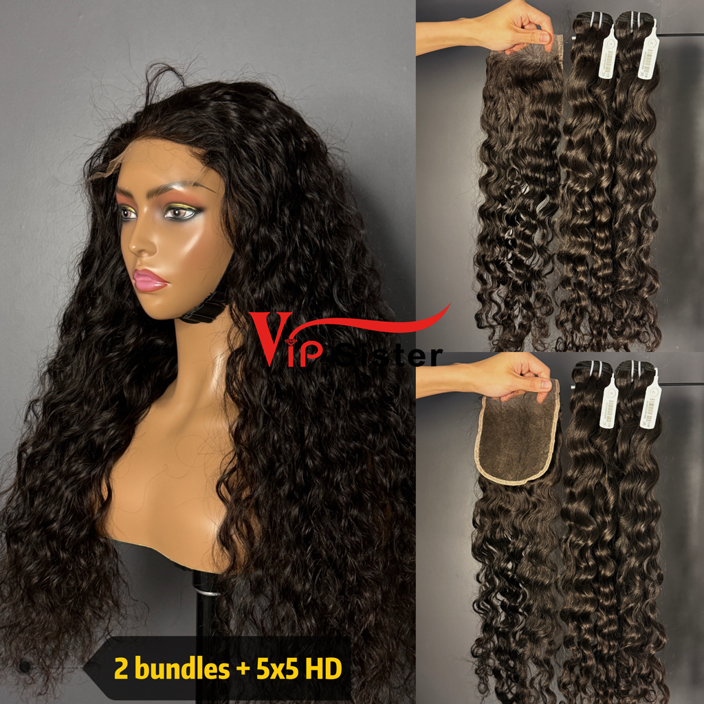 Brazilian 100% Full Cuticle Top Virgin Human Hair Indian wavy 5x5 HD Lace Wig