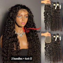 Brazilian 100% Full Cuticle Top Virgin Human Hair Indian curly 4x4 Closure Wig