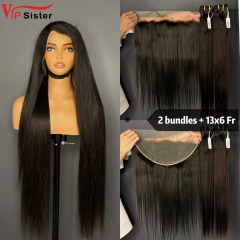 Brazilian 100% Full Cuticle Raw Human Hair Straight 13x4 Frontal Wig