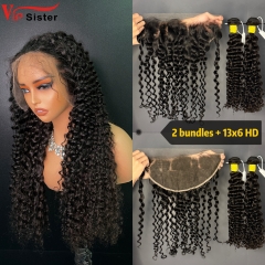 Brazilian 100% Full Cuticle Raw Human Hair Deep curly 13x6 HD Lace Wig