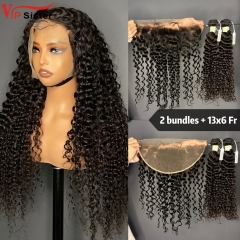 Brazilian 100% Full Cuticle Top Virgin Human Hair Deep curly 13x6 Frontal Wig