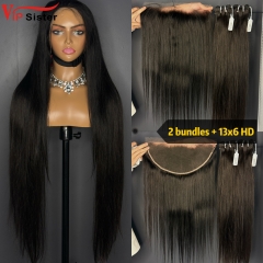 Brazilian 100% Full Cuticle Top Virgin Human Hair Straight 13x6 HD Lace Wig