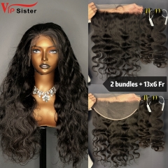 Brazilian 100% Full Cuticle Raw Human Hair Body wave 13x6 Frontal Wig