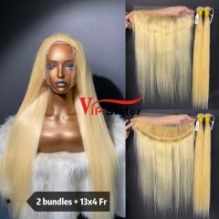 613# Eurpean 100% Raw Human Hair Straight 13x4 Frontal Wig