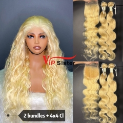 613# Eurpean 100% Top Virgin Human Hair Body wave 4x4 Closure Wig