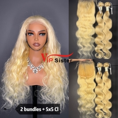 613# Eurpean 100% Top Virgin Human Hair Body wave 5x5 Closure Wig