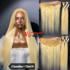613# Eurpean 100% Top Virgin Human Hair Straight 13x4 Frontal Wig