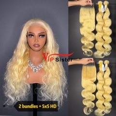 613# Eurpean 100% Raw Human Hair Body wave 5x5 HD Lace Wig
