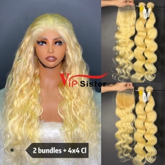 613# Eurpean 100% Raw Human Hair Body wave 4x4 Closure Wig