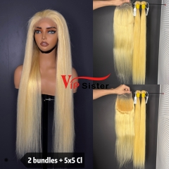 613# Eurpean 100% Raw Human Hair Straight 5x5 Closure Wig