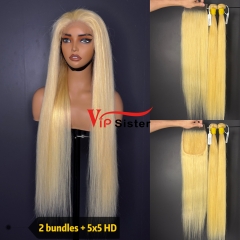 613# Eurpean 100% Raw Human Hair Straight 5x5 HD Lace Wig
