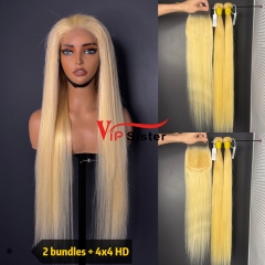 613# Eurpean 100% Raw Human Hair Straight 4x4 HD Lace Wig