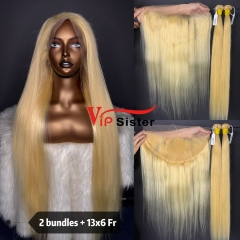 613# Eurpean 100% Raw Human Hair Straight 13x6 Frontal Wig