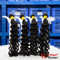 #1b Indian 100% Full Cuticle Raw Human Hair Weft Deep wave