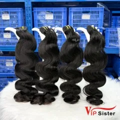 #1b Indian 100% Full Cuticle Raw Human Hair Weft Body Wave