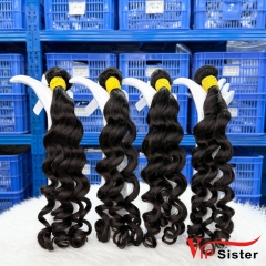 #1b Peruvian 100% Full Cuticle Raw Human Hair Weft Loose wave