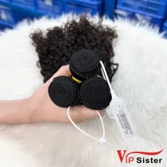 #1b Malaysian 100% Full Cuticle Raw Human Hair Weft Indian curly