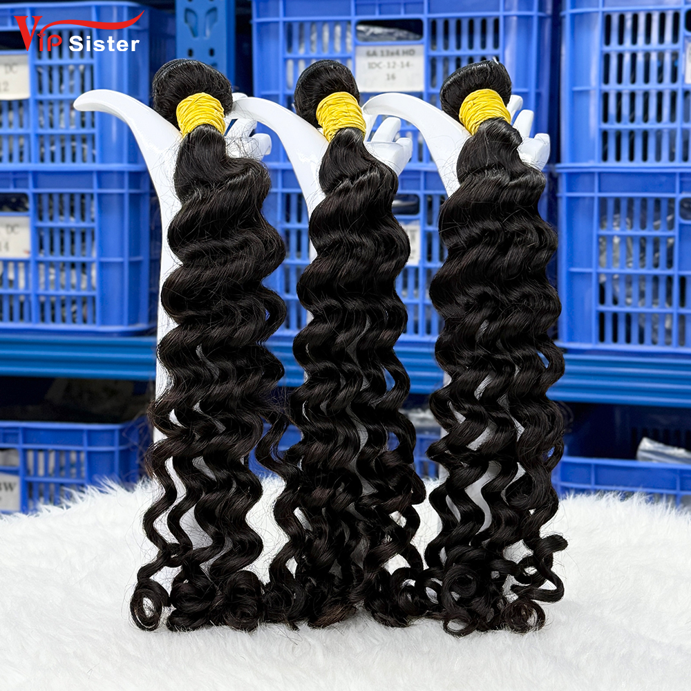 #1b Brazilian 100% Full Cuticle Raw Human Hair Weft Deep wave