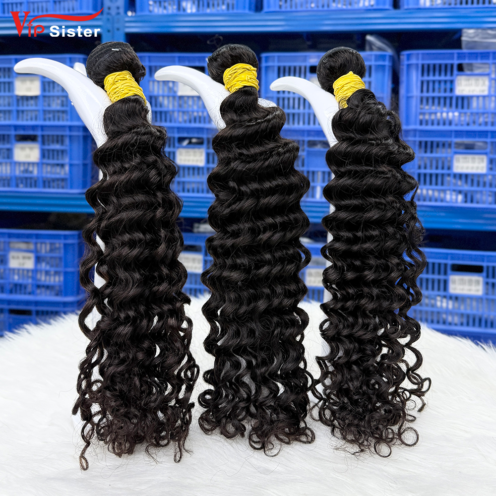 #1b Brazilian 100% Full Cuticle Raw Human Hair Weft Deep curly