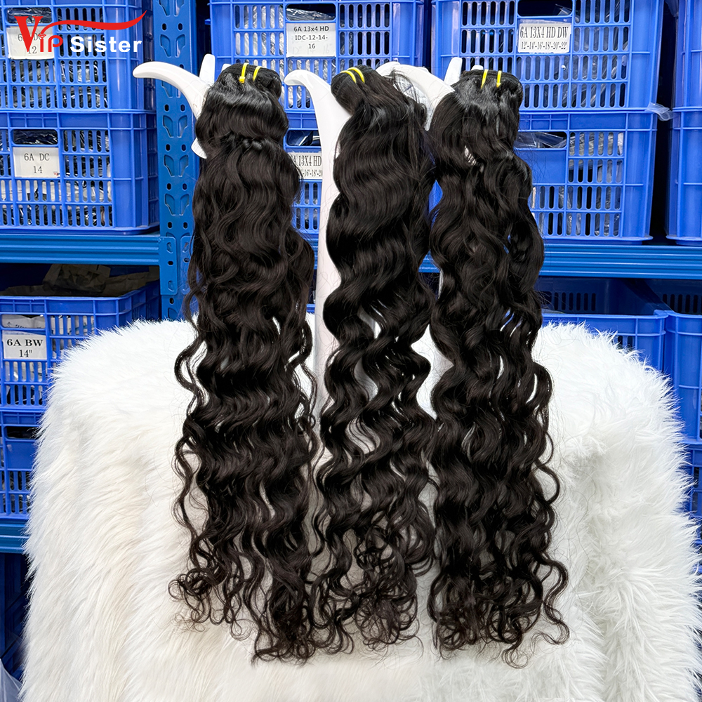 #1b Malaysian 100% Full Cuticle Raw Human Hair Weft Indian wavy