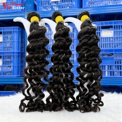 #1b Indian 100% Full Cuticle Raw Human Hair Weft Deep wave
