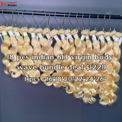 Vipsister 18 pcs indian 613 virgin hair bundles total 1220$ free shipping