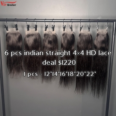 Vipsister 6 pcs indian hair 4×4 hd closure total 367$ free shipping