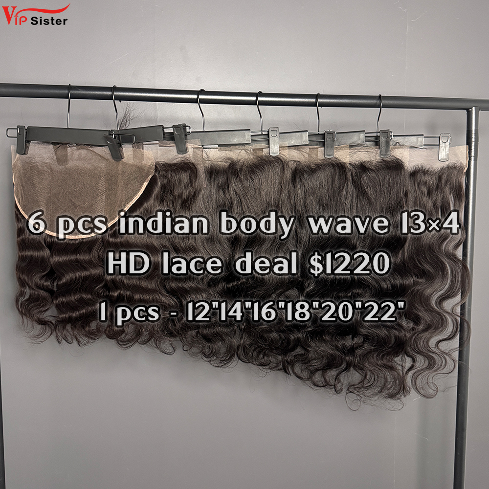 Vipsister 6 pcs indian hair 13×4 hd closure total 576$ free shipping