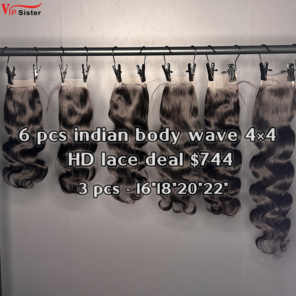 Vipsister 12 pcs indian hair 4×4 hd closure total 744$ free shipping
