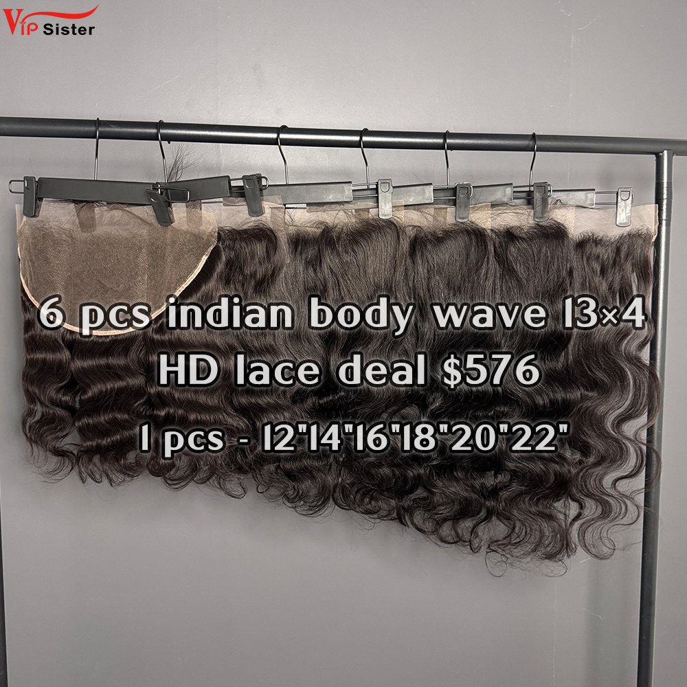 Vipsister 6 pcs indian hair 13×4 hd closure total 576$ free shipping