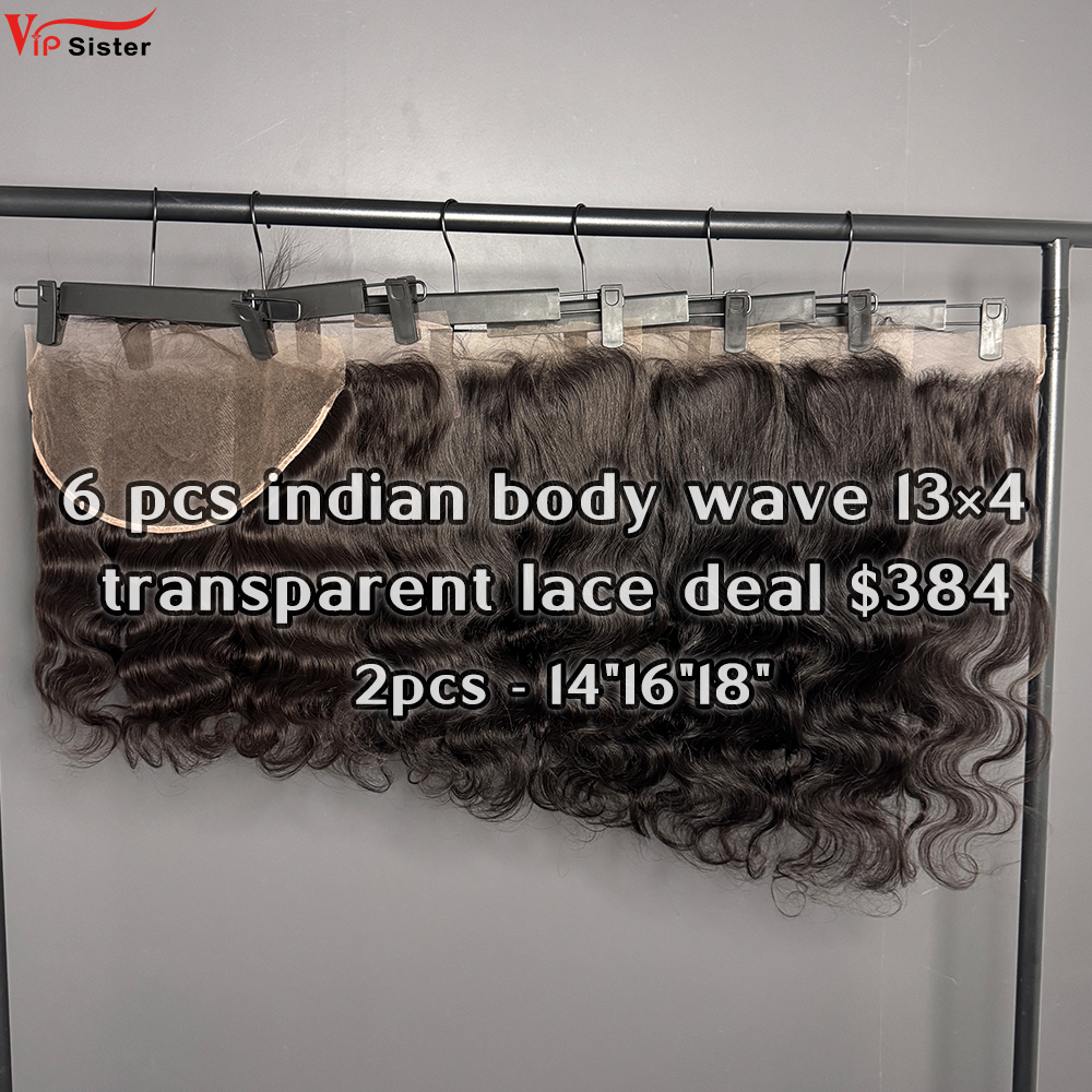 Vipsister 6 pcs indian hair 13×4 transparent frontal total 384$ free shipping