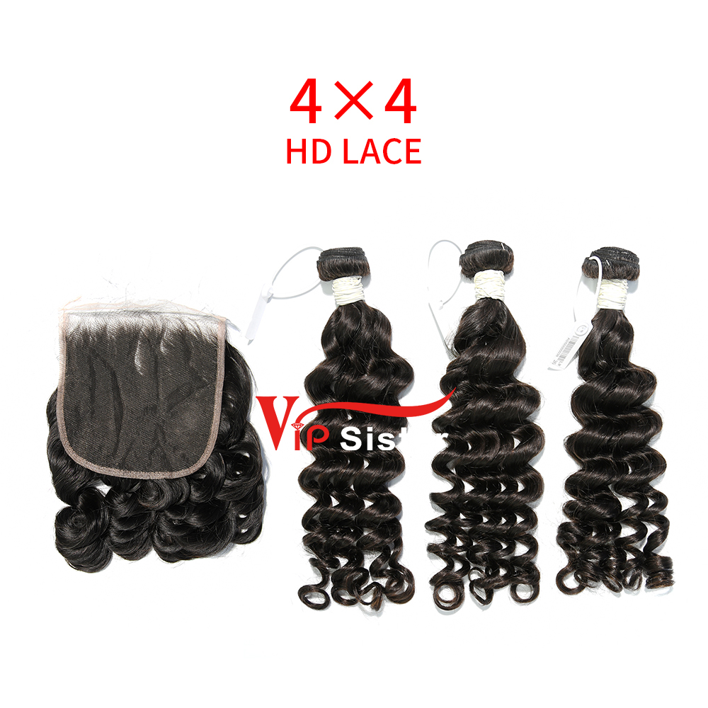 HD Lace Virgin Human Hair Bundle with 4×4 Closure Loose Wave