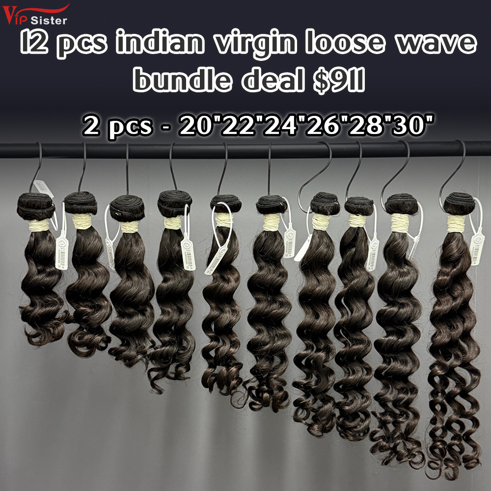 Vipsister 12 pcs indian virgin hair bundles total 911$ free shipping