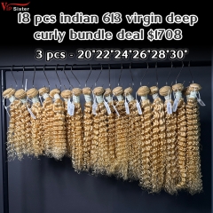 Vipsister 18 pcs indian 613 virgin hair bundles total 1708$ free shipping