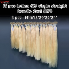 Vipsister 18 pcs indian 613 virgin hair bundles total 1170$ free shipping