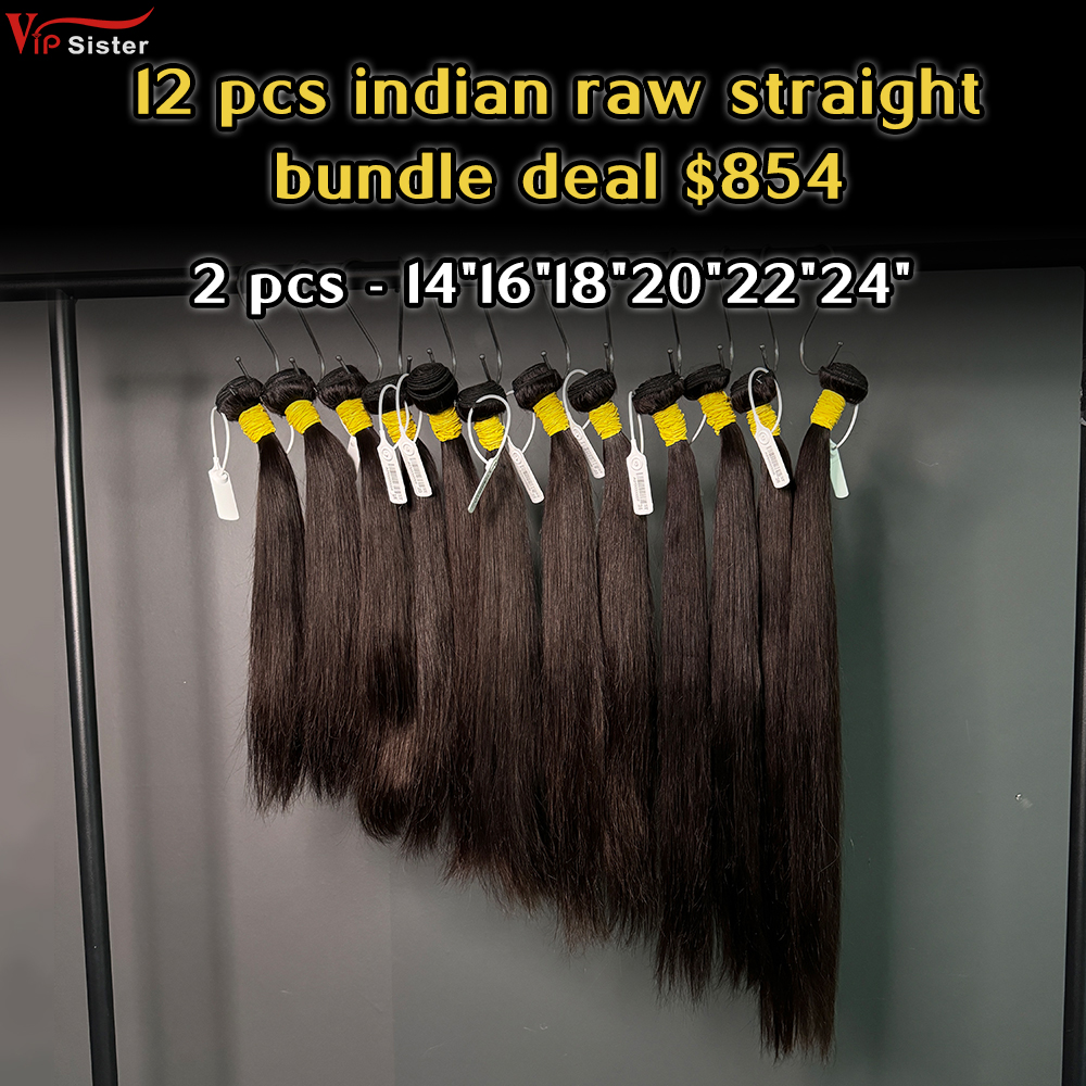 Vipsister 12 pcs indian raw hair bundles total 854$ free shipping