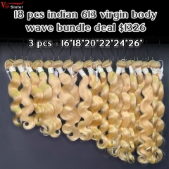 Vipsister 18 pcs indian 613 virgin hair bundles total 1326$ free shipping