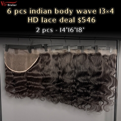 Vipsister 6 pcs indian hair 13×4 hd frontal total 546$ free shipping