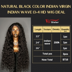 VipSister 3pcs 13X4 HD Closure Lace Virgin Human Hair With Alignted Cuticles  Wig Deal