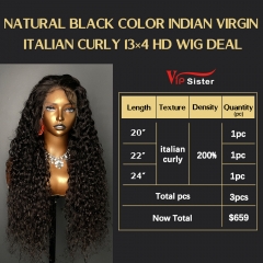 VipSister 3pcs 13X4 HD Closure Lace Virgin Human Hair With Alignted Cuticles  Wig Deal