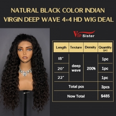 VipSister 3pcs 4X4 HD Closure Lace Virgin Human Hair With Alignted Cuticles  Wig Deal