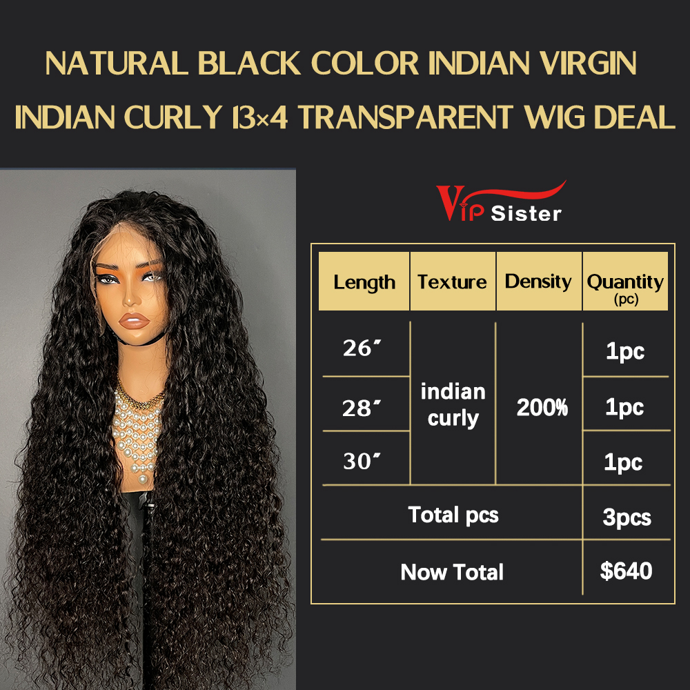VipSister 3pcs 13X4 Transparent Frontal Lace Virgin Human Hair With Alignted Cuticles  Wig Deal